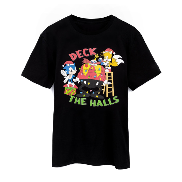 Sonic The Hedgehog Mens Deck The Halls Christmas T-Shirt XXL Bl Black XXL