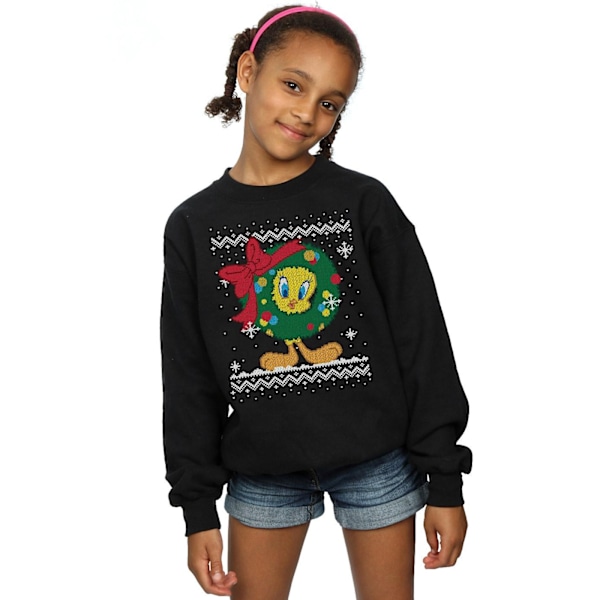 Looney Tunes Girls Tweety Pie Jul Fair Isle Sweatshirt 7- Black 7-8 Years