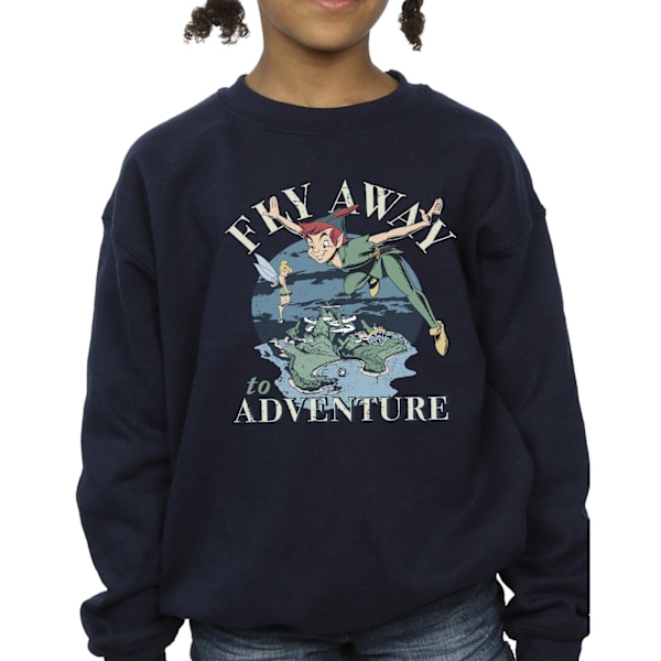 Disney Girls Peter Pan Fly Away To Adventure Sweatshirt 3-4 Yea Navy Blue 3-4 Years