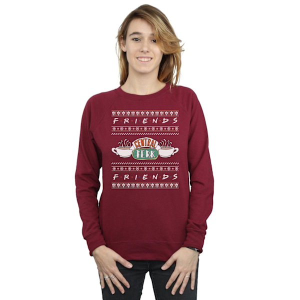 Friends Dam/Damer Fair Isle Central Perk Sweatshirt L Burgu Burgundy L