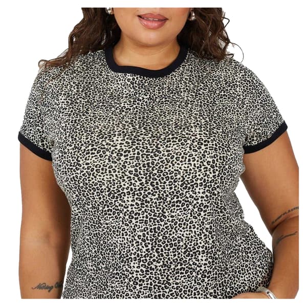 Brave Soul Dam Leopardmönstrad Croppad Plus T-shirt 4XL Leopard/Black 4XL