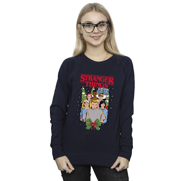 Netflix Dam/Kvinnor Stranger Things Jul Affisch Sweatshirt Navy Blue M