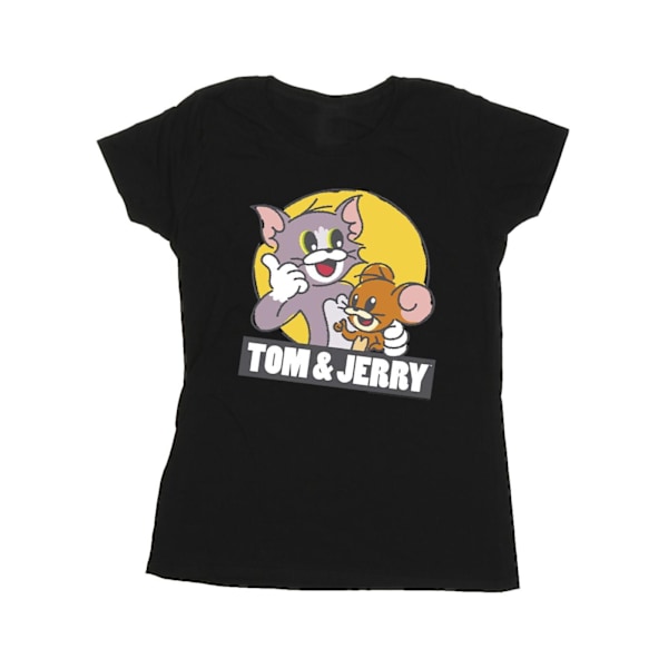 Tom And Jerry Dam/Kvinnor Skiss Logotyp Bomull T-shirt S Svart Black S