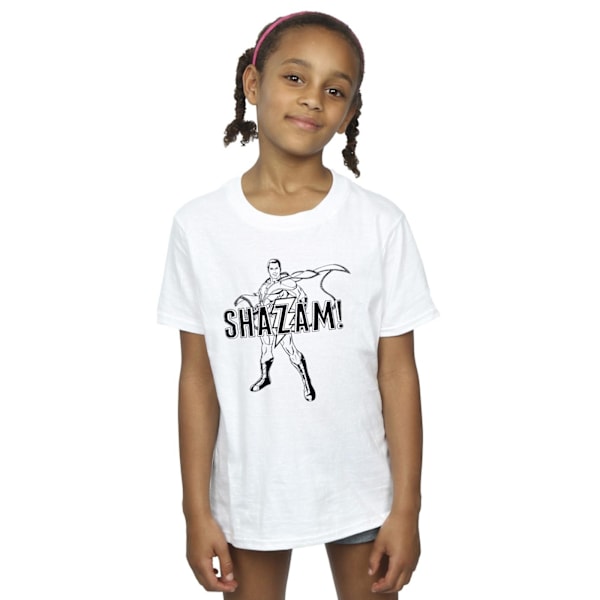 DC Comics Girls Shazam Outline Bomull T-shirt 5-6 år Vit White 5-6 Years