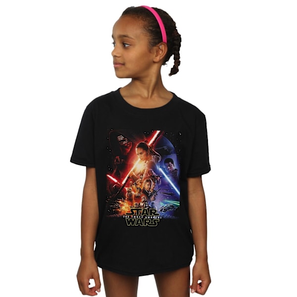 Star Wars: The Force Awakens T-shirt i bomull med motiv av karaktärer för flickor, 12-13 år Black 12-13 Years