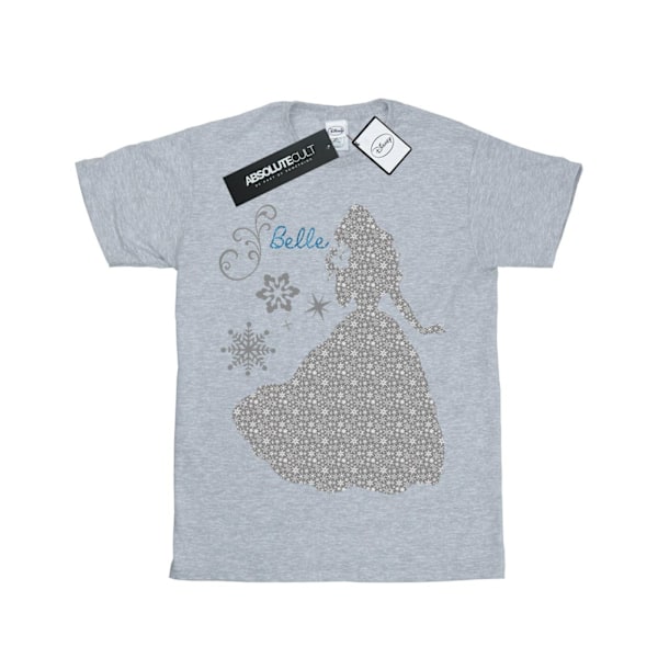 Disney Princess Girls Belle Jul Silhouette Bomull T-shirt Sports Grey 5-6 Years