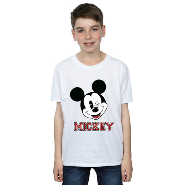 Disney Boys Mickey Mouse Face T-Shirt 7-8 år Vit White 7-8 Years