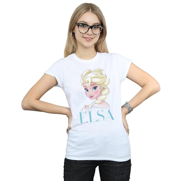 Disney Dam/Kvinnor Frozen Elsa Snöflinga Porträtt Bomull T-shirt White M