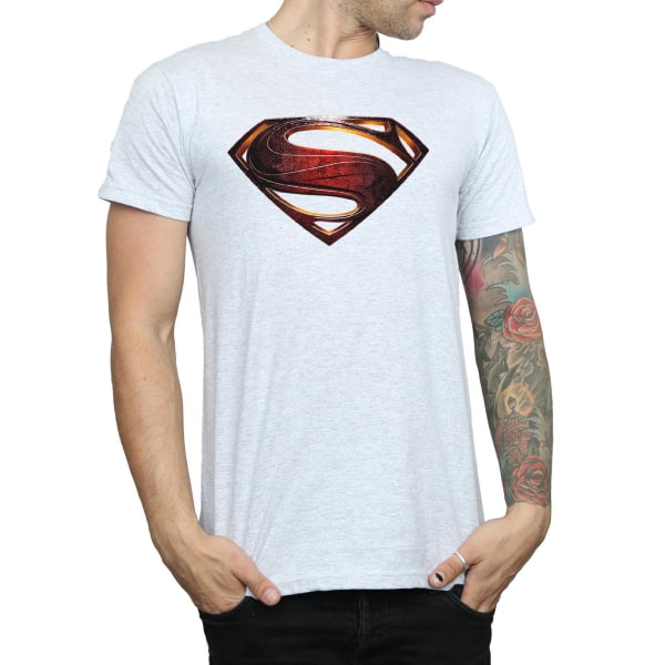 Superman Herr Logotyp bomull T-shirt S Sports Grå Sports Grey S