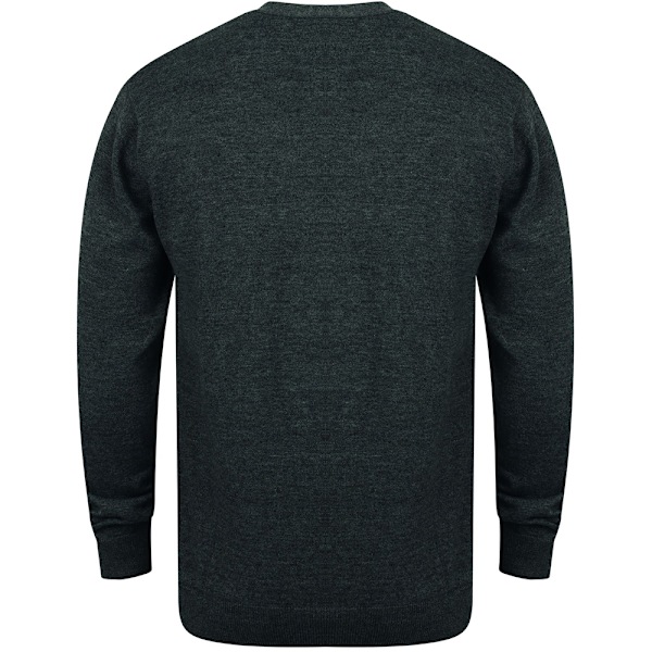 Henbury Herr V-ringad knapp fin stickad kofta XL Gråmelerad Grey Marl XL