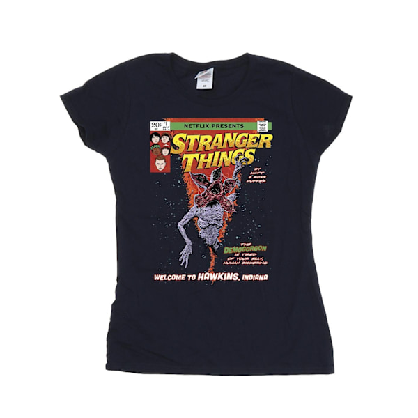 Netflix Dam/Kvinnor Stranger Things Comic Cover Bomull T-Shir Navy Blue M