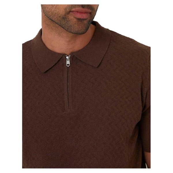 Threadbare Herr Whittley Texturerad Kortärmad Pikétröja L Valnöt Walnut L