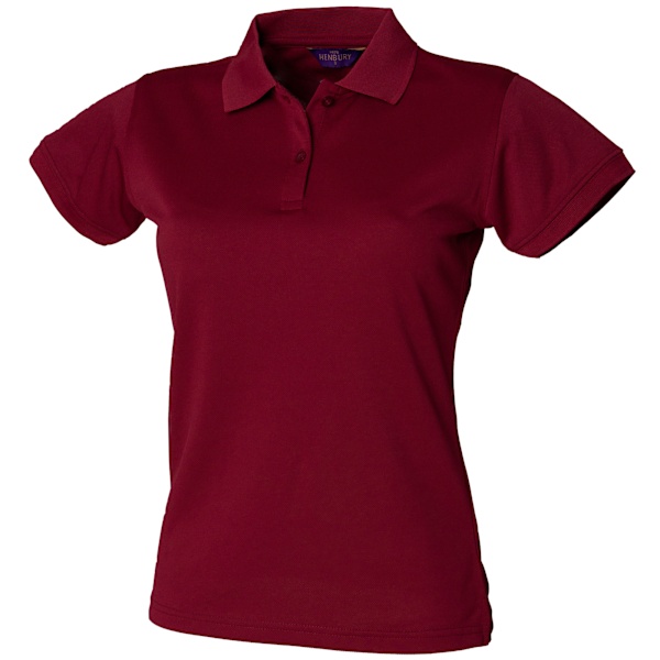 Henbury Dam/Kvinnor Coolplus® Monterad Poloskjorta L Bourgogne Burgundy L