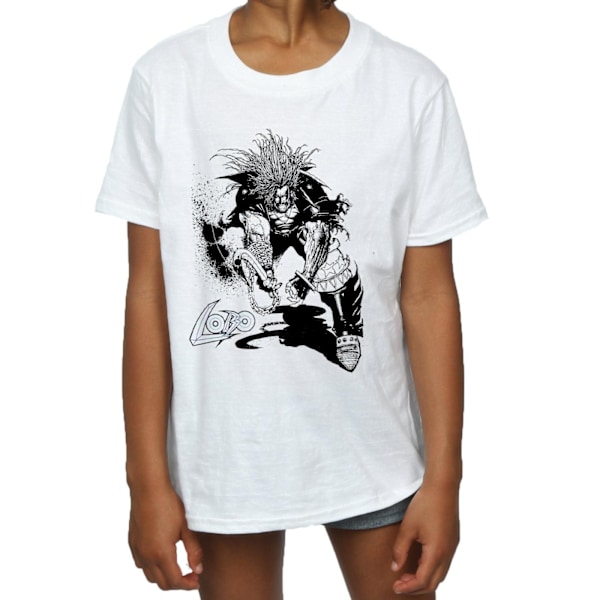 DC Comics Girls Lobo Sketch Bomull T-shirt 5-6 år Vit White 5-6 Years