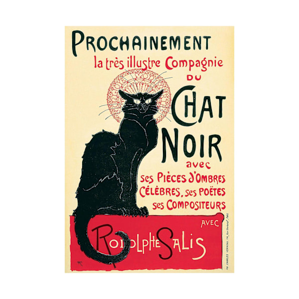 Thophile Alexandre Steinlen Le Chat Noir Tryck 40cm x 30cm Crea Cream/Red/Black 40cm x 30cm