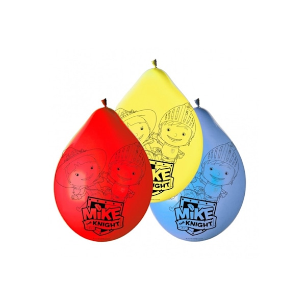 Mike The Knight Latexballonger (6-pack) En Storlek Röd/Gul/ Red/Yellow/Blue One Size