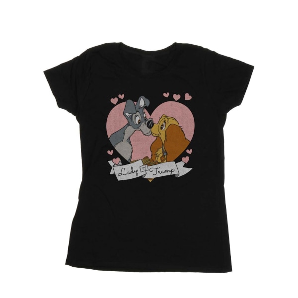 Disney Dam/Ladies Lady And The Tramp Love T-shirt i bomull M B Black M