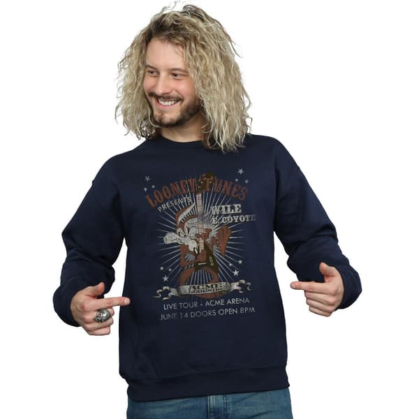 Looney Tunes Herr Wile E Coyote Gitarr Sweatshirt XL Marinblå Navy Blue XL
