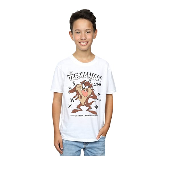 Looney Tunes Boys Tasmanian Devil Vintage Bomull T-shirt 5-6 år White 5-6 Years