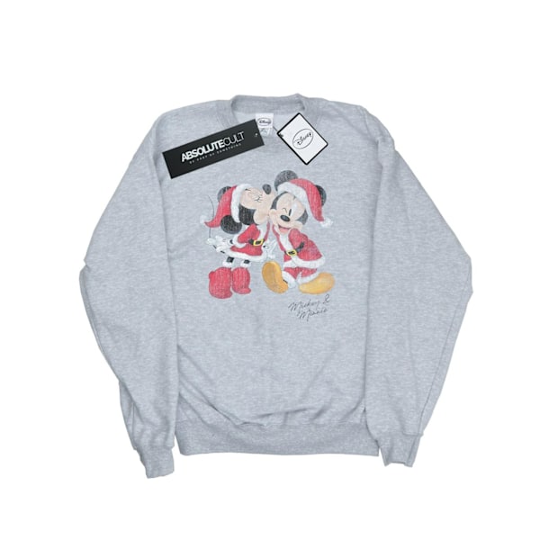 Disney Dam/Damer Mickey Och Minnie Jul Kyss Sweatshirt Heather Grey M