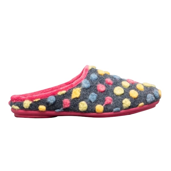 Sleepers Dam/Damer Amy Spotted Knit Mule Tofflor 5 UK Fuchsia/Multi Fuchsia/Multi 5 UK