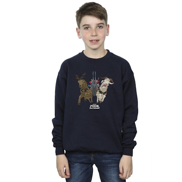 Marvel Boys Thor Love And Thunder Viking Ship Sweatshirt 12-13 Navy Blue 12-13 Years