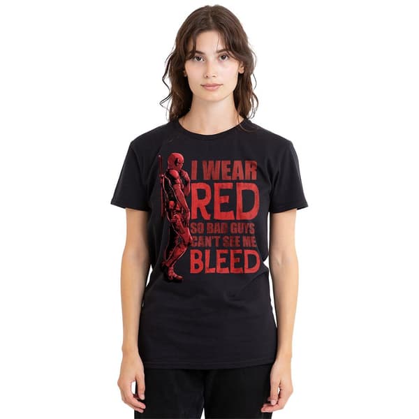 Deadpool & Wolverine Dam-T-shirt Röd Can't See Me Bleed Black M