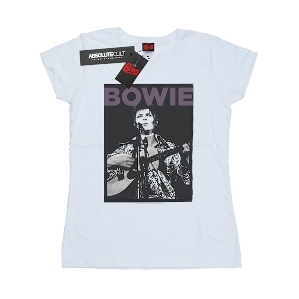 David Bowie Dam T-shirt i bomull med rockaffisch för kvinnor/damer, S, vit White S