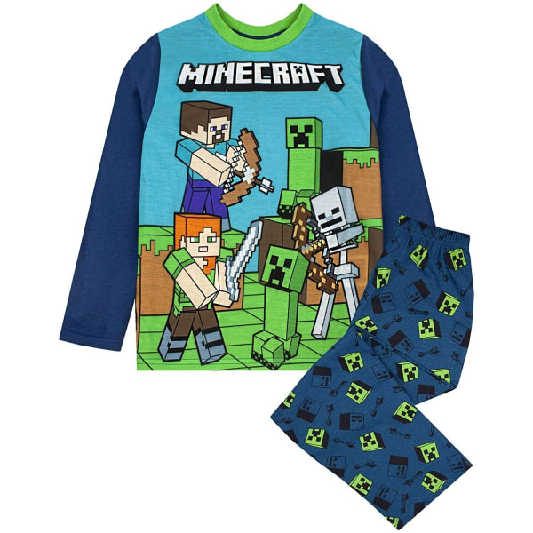 Minecraft Boys Steve And Creeper Långärmad Pyjamas Set 14 Ja Blue/Green 14 Years