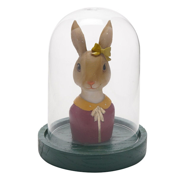 Country Living Påskklädd Kanin I Glaskupol Resin Figurin Green One Size