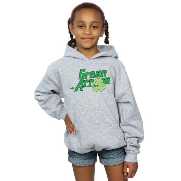 DC Comics Girls Green Arrow Text Logo Hoodie 12-13 år Sport Sports Grey 12-13 Years