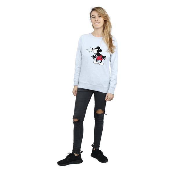 Disney Dam/Damer Mickey Mouse Tunga Sweatshirt L Heather G Heather Grey L