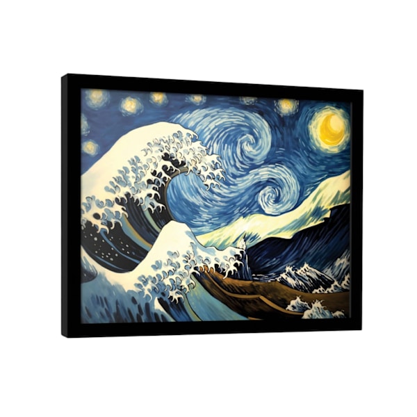 Wave Collection Starry Waves Inramad Affisch 40cm x 30cm Blå/Creme Blue/Cream/Yellow 40cm x 30cm