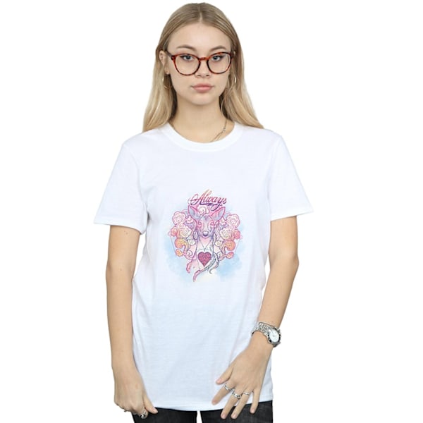 Harry Potter Dam/Kvinnor Alltid Doe Bomull Pojkvän T-shirt White L
