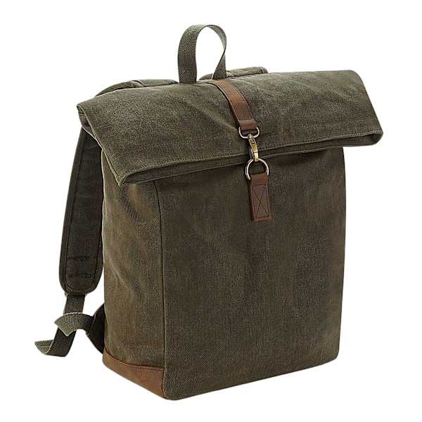 Quadra Heritage Vaxad Canvas Läder Accent Ryggsäck One Size O Olive Green One Size