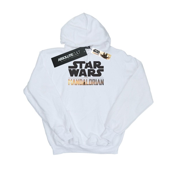 Star Wars Dam/Kvinnor The Mandalorian Logotyp Hoodie XXL Vit White XXL