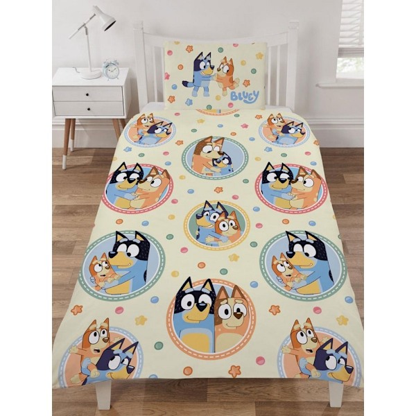 Bluey Happy Bomullstäcke Set Enkelsäng Gul/Flerfärgad Yellow/Multicoloured Single