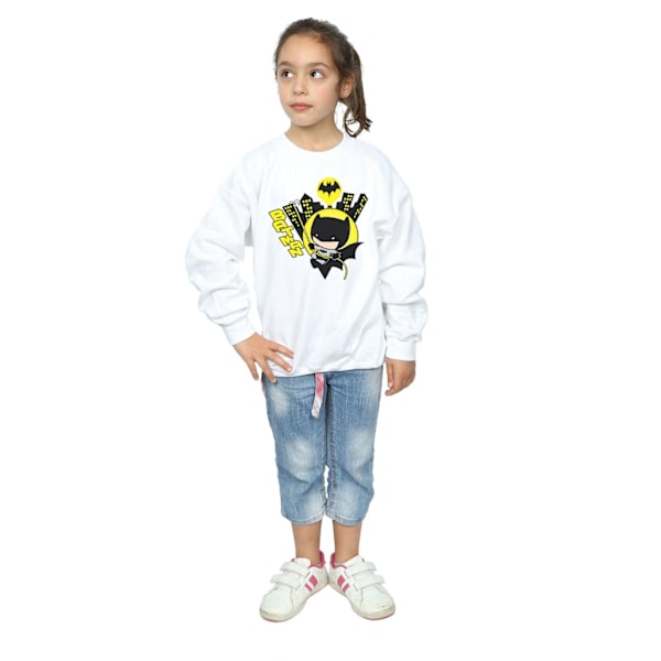 DC Comics Girls Chibi Batman Swinging Sweatshirt 5-6 år Vit White 5-6 Years