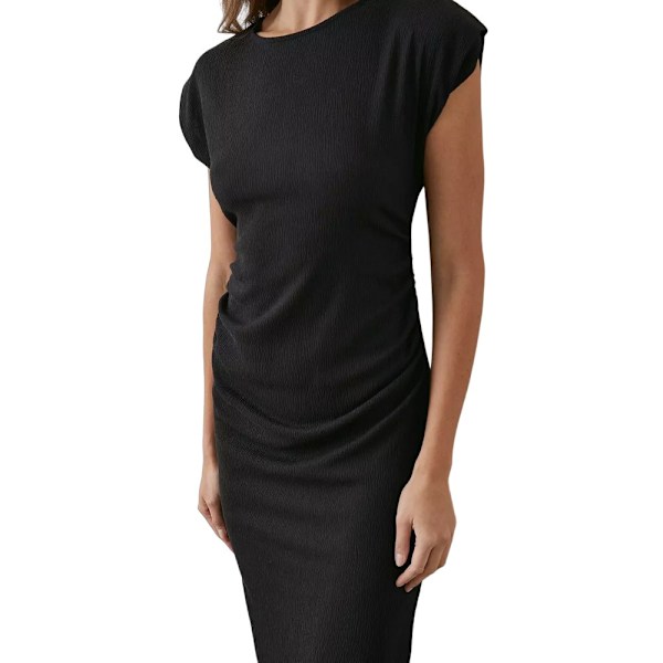 Principles Dam/Dam Jersey Ruched Sida Midi Klänning 10 UK Bl Black 10 UK