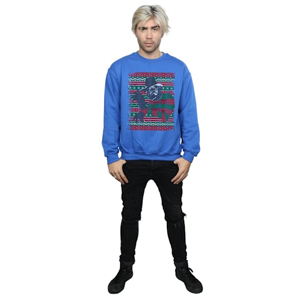 A Nightmare On Elm Street Herr Jul Fair Isle Sweatshirt X Royal Blue XL