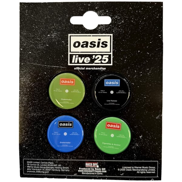 Oasis Single Discs Kylskåpsmagnetset (4-pack) En Storlek Multi Multicoloured One Size