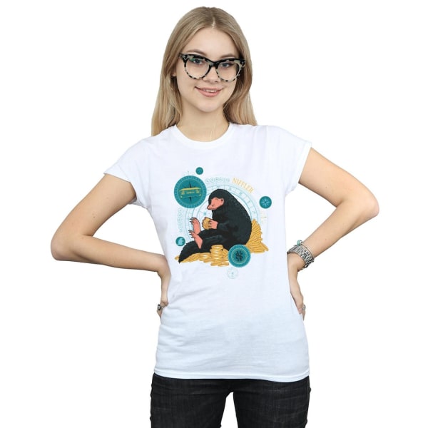 Fantastic Beasts Sittande Niffler T-shirt i bomull för kvinnor/damer X White XXL