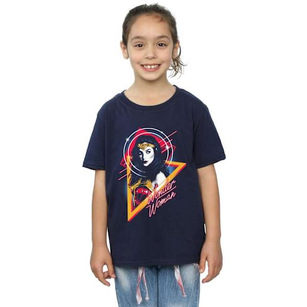 DC Comics Girls Wonder Woman 84 Diana 80-talets Triangel Bomull T-shirt Navy Blue 9-11 Years