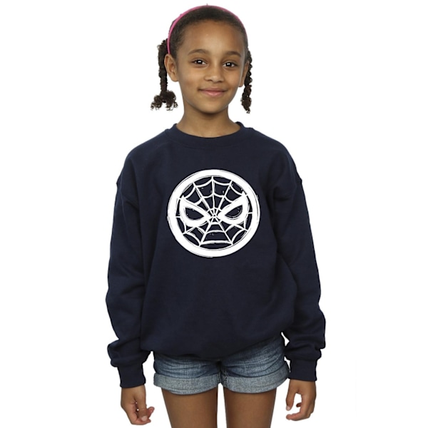 Marvel Girls Spider-Man Bröstlogga Sweatshirt 3-4 År Marinblå Navy Blue 3-4 Years