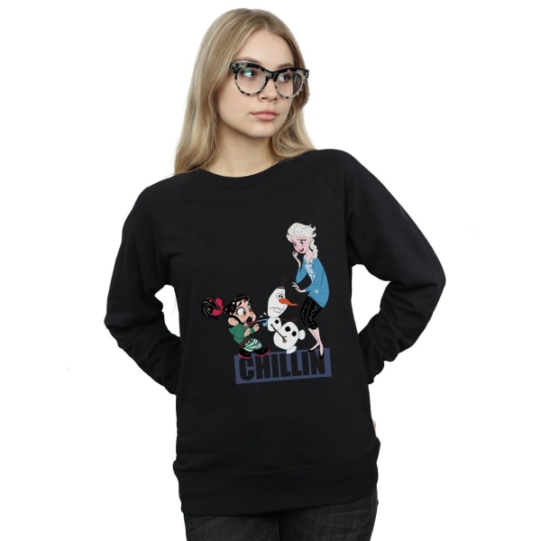 Disney Dam/Damer Wreck It Ralph Elsa Och Vanellope Sweatshirt Black XL