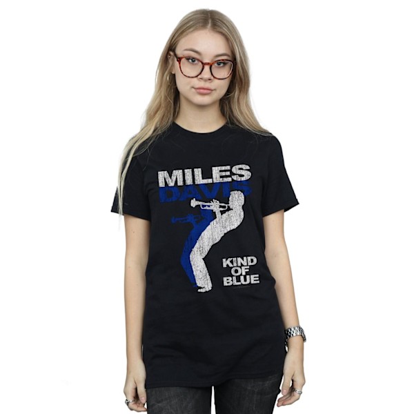Miles Davis Dam/Damer Kind Of Blue Distressed Bomull Boyfriend T-Shirt 4XL Svart Black 4XL