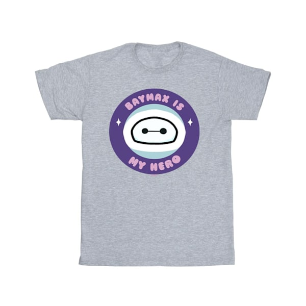 Disney Girls Big Hero 6 Baymax My Hero Pocket Bomull T-shirt 9- Sports Grey 9-11 Years