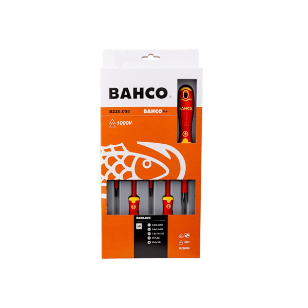 Bahco B220.005 Bahcofit Isolerade Skruvmejslar, Set om 5 Delar One Multi Colour One Size