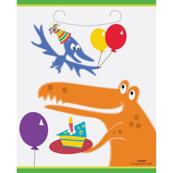Unika partypåsar med dinosaurietema (8-pack) En storlek Flerfärgad Multicoloured One Size