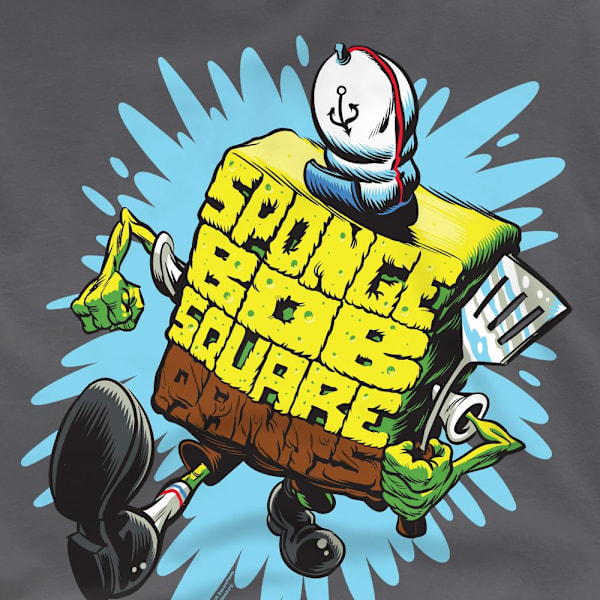 SpongeBob SquarePants Herr T-shirt med Bokstäver Strl M Gråmelerad Charcoal M